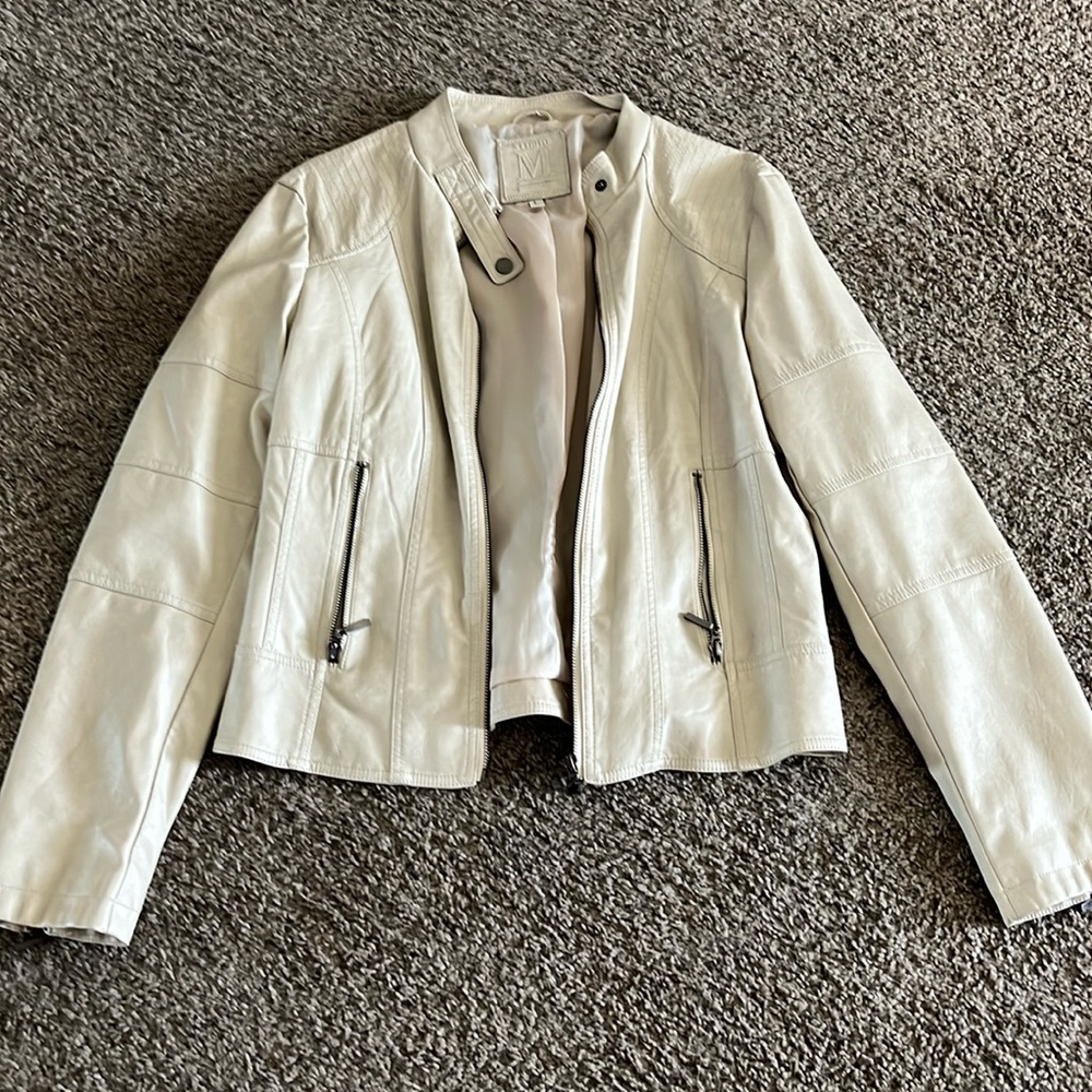 Vegan, leather cream jacket